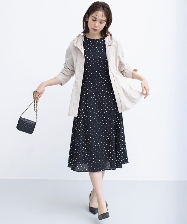 組曲 ドットジョーゼットプリント ワンピース ブラック系5