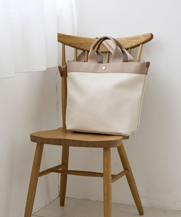 TOPKAPI 【Breath TOPKAPI】RIPPLE リプル ファスナー付 縦型 2way トートバッグL アイボリー