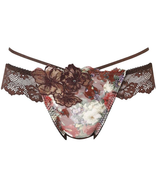 WACOAL Ｔバック ショーツ 【リボンブラ 胸もとフィットながもち】 BXB490とペア はきこみ丈あさめ バックのかぶりが広め ソング レディース PXB490 /ワコール ブラウン