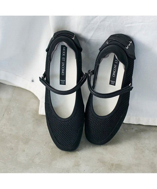 MODE ET JACOMO <MODE ET JACOMO>ストラップバレエスニーカー ブラック