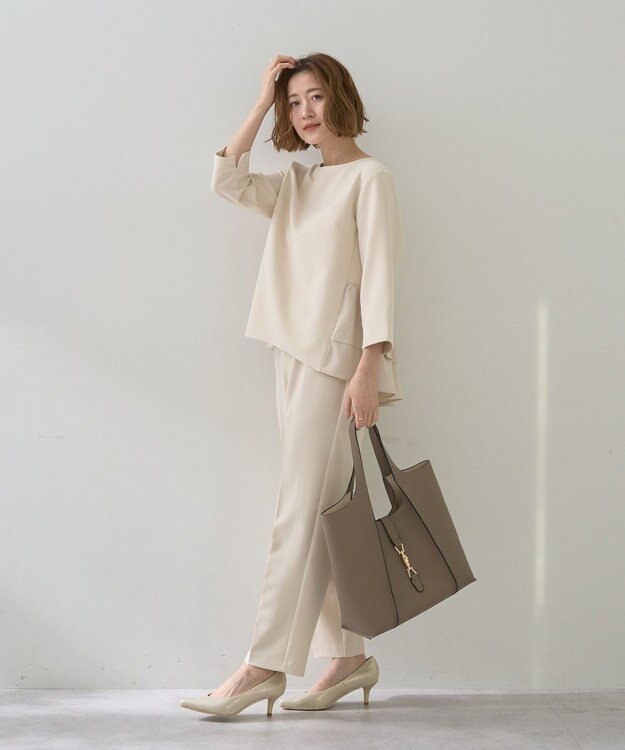 YECCA VECCA 【A4対応】メタルロックトートバッグ Beige