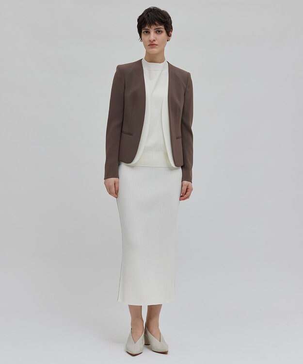 BEIGE， 【L-size】CINDY / ダブルカラージャケット Mocha×Ecru