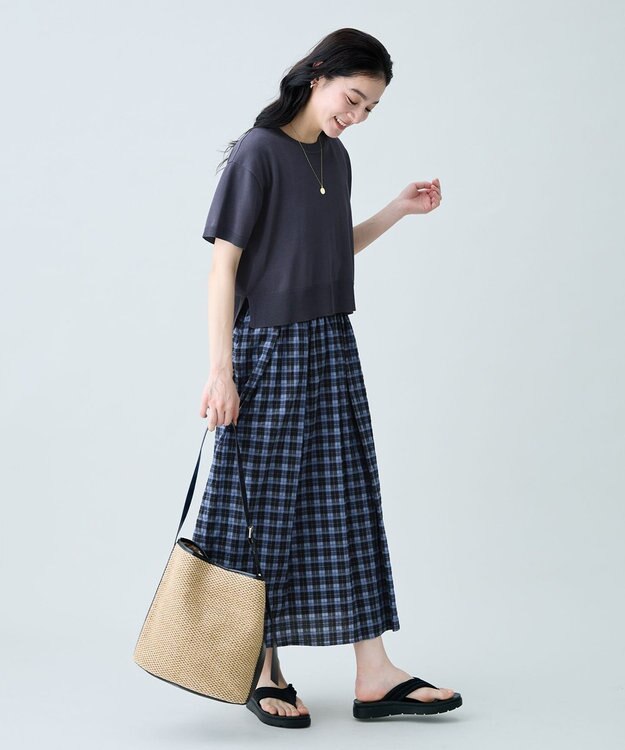 ANY 【2SET】ニット×チェックスカートセット ブルー系
