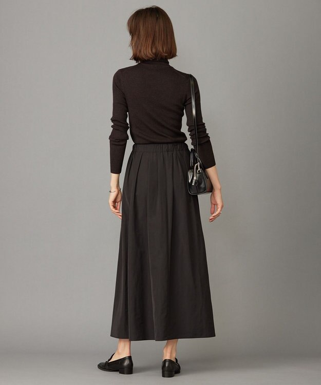 ICB 【洗える】 エステルメモリータフタ ロングスカート ブラック系