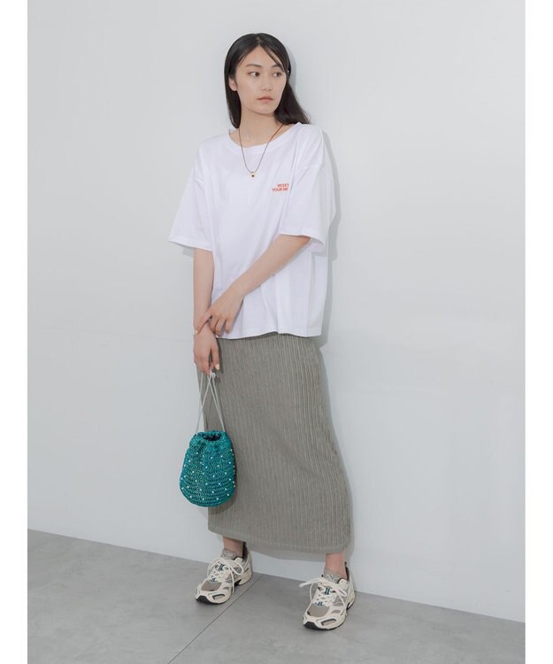 Te chichi 胸刺繍&バックプリントBIGTシャツ オフホワイト