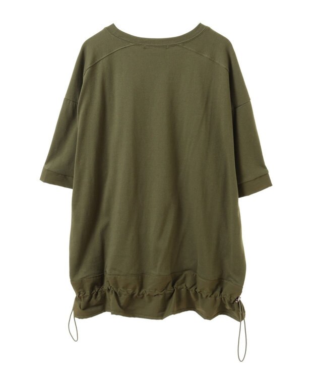 Green Parks 裾ドロスト５分袖ドッキングチュニック Khaki