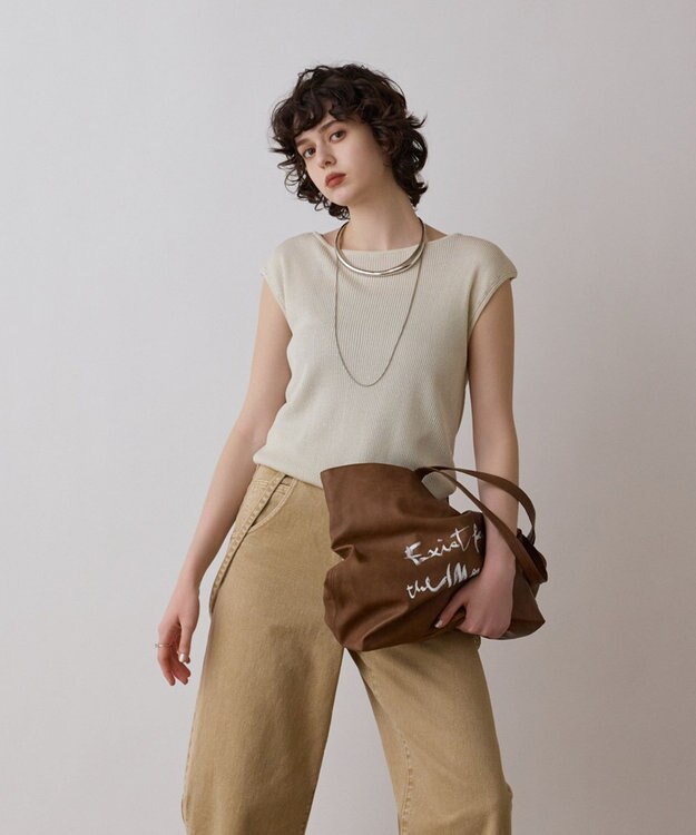 GRACE CONTINENTAL ロゴレザートート ブラウン