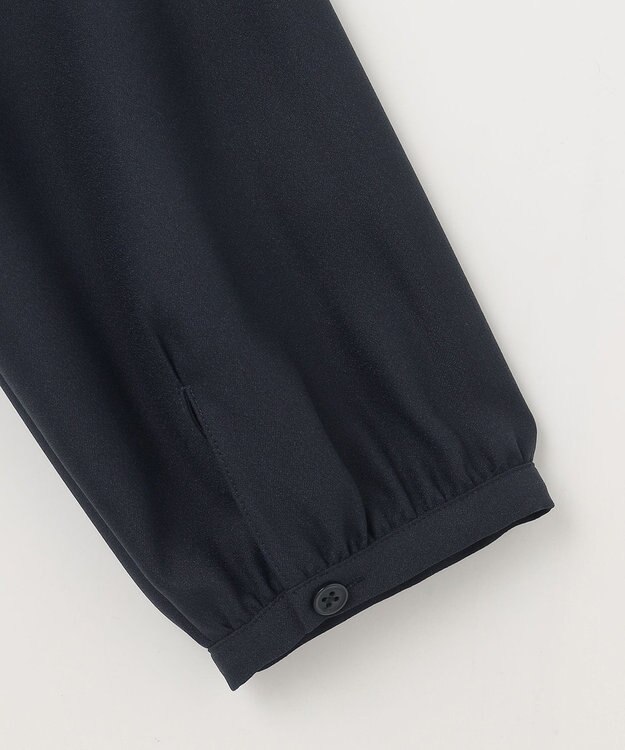 自由区 【洗える】ソフトジョーゼットスキッパー ブラウス ネイビー