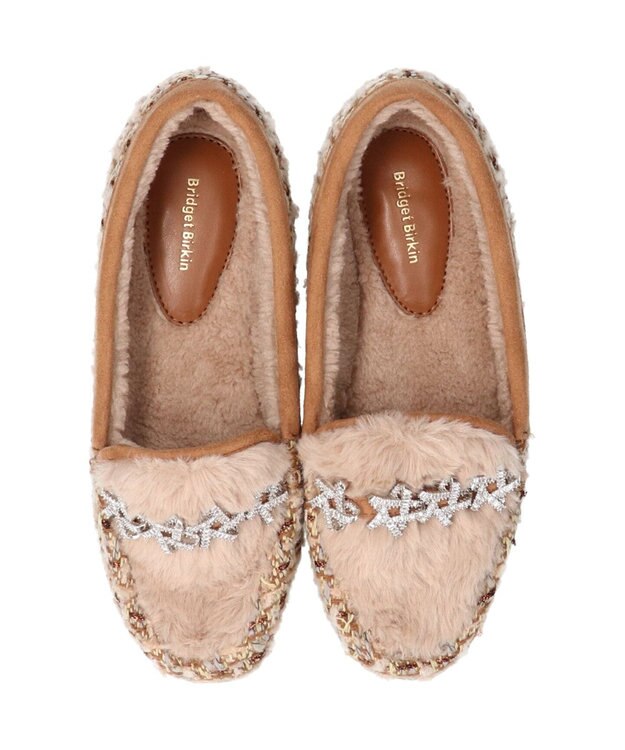 Bridget Birkin 【Bridget Birkin】ラインスタームートンシューズ ベージュコンビ