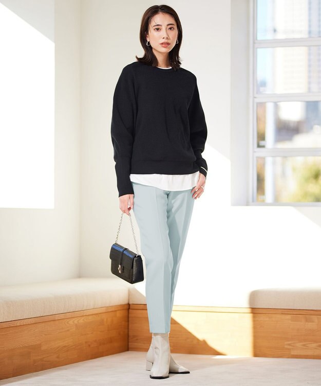 ICB 【洗える】エステルトリプルクロス スティックパンツ フォグブルー系