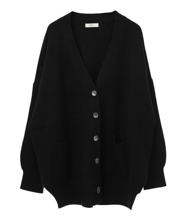 earth music&ecology やわらかタッチカーディガン Black
