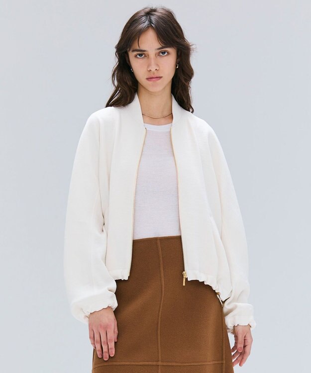 BEIGE， 【洗える】POMONA / ゴールドジップライトブルゾン Ecru