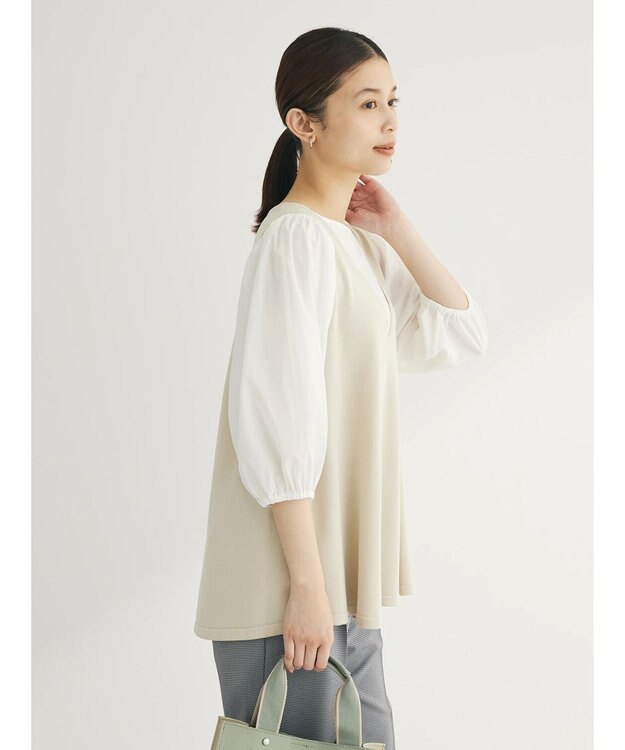 Green Parks ベスト風ドッキングニットプルオーバー Light Beige