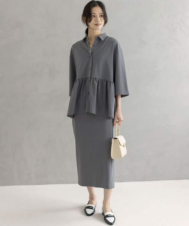 組曲 L ジョーゼットジャージーナロータイト スカート グレー系