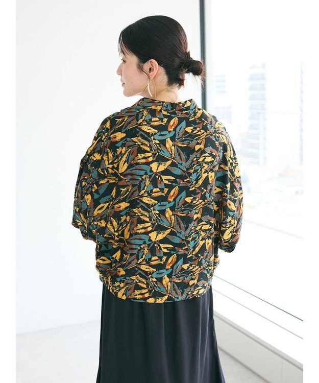 CRAFT STANDARD BOUTIQUE レーヨン柄プリントワイドシャツ Mustard