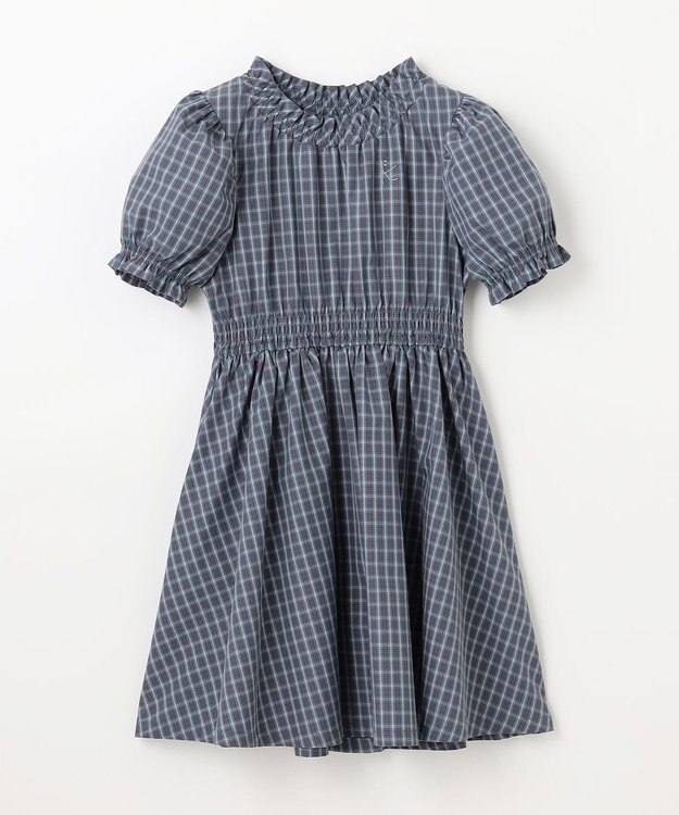 組曲 KIDS 【110-140㎝】チェック ワンピース ブルーグレー系3