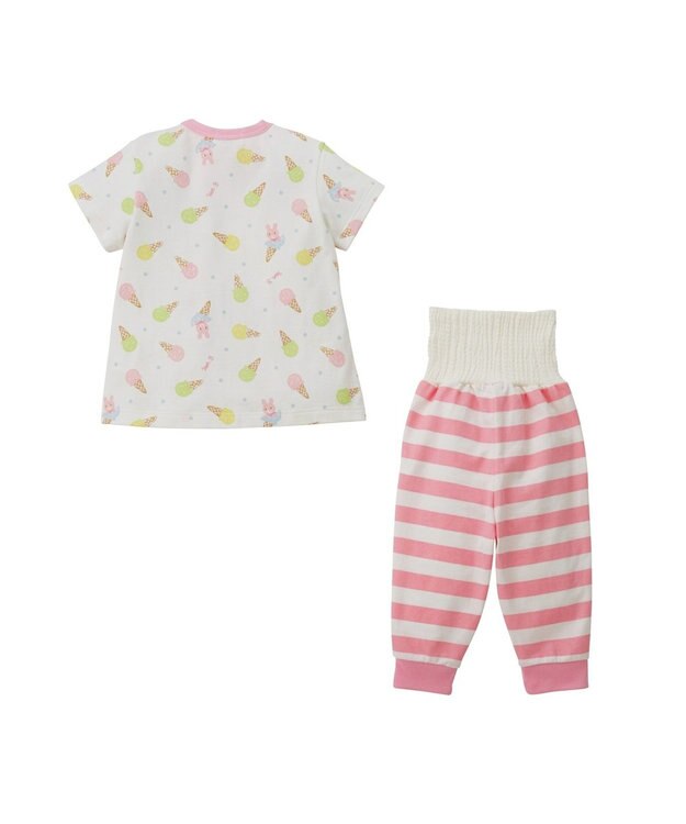 MIKI HOUSE HOT BISCUITS アイス柄 腹巻付き半袖パジャマ ピンク