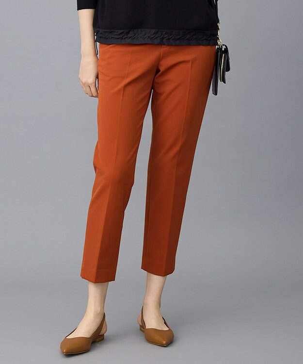 自由区 L 【19号サイズまで展開】TRギャバ裏起毛テーパード パンツ オレンジ