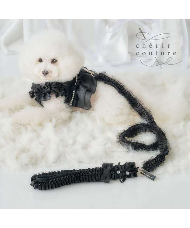 PET PARADISE cherircouture ツイード リボンリード 《ブラック》 ４Ｓ～３Ｓ ブラック