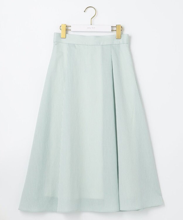 ANY SIS 【洗える】エアリーストライプ スカート グリーンストライプ
