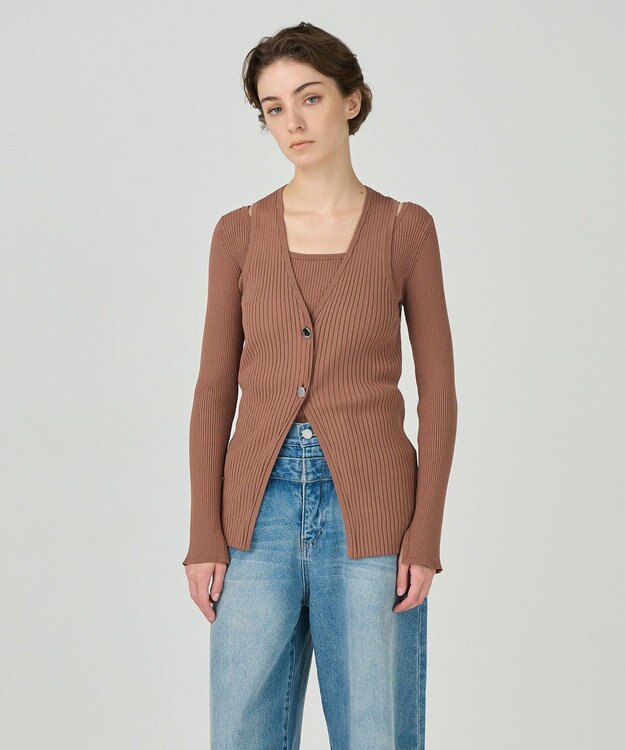 GRACE CONTINENTAL リブニットベスト ブラウン