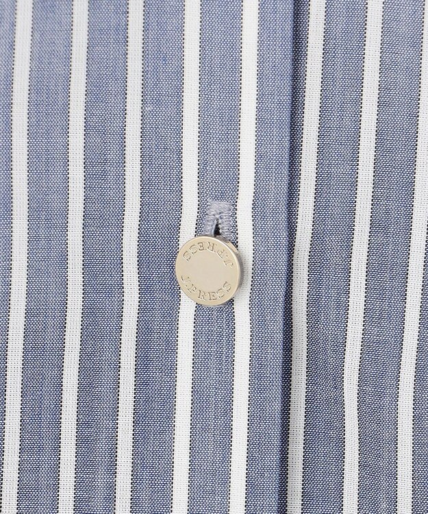 J.PRESS LADIES 【一枚で着映え】シルフィーローン ストライプ フリル シャツブラウス ネイビー系