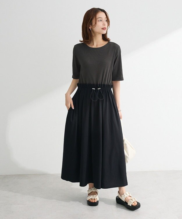 Green Parks ・ＳＵＧＡＲ　ＳＰＯＯＮ半袖リブドッキングワンヒ Charcoal Gray