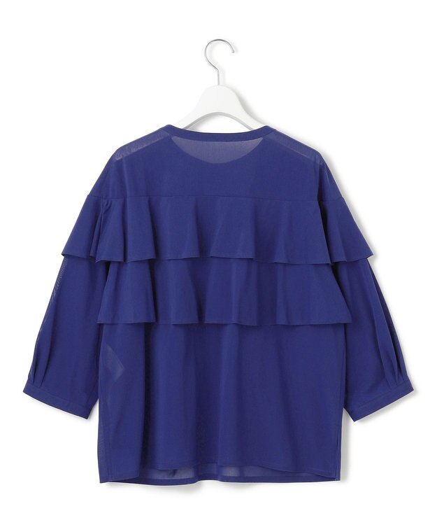 23区 L 【Oggi9月号掲載/洗える】クリアトリコットジャージー フリルデザイン カットソー ブルー系