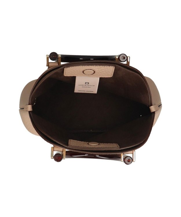 INTER-CHAUSSURES 【LORISTELLA】シュリンクレザーハンドバッグ ベージュ