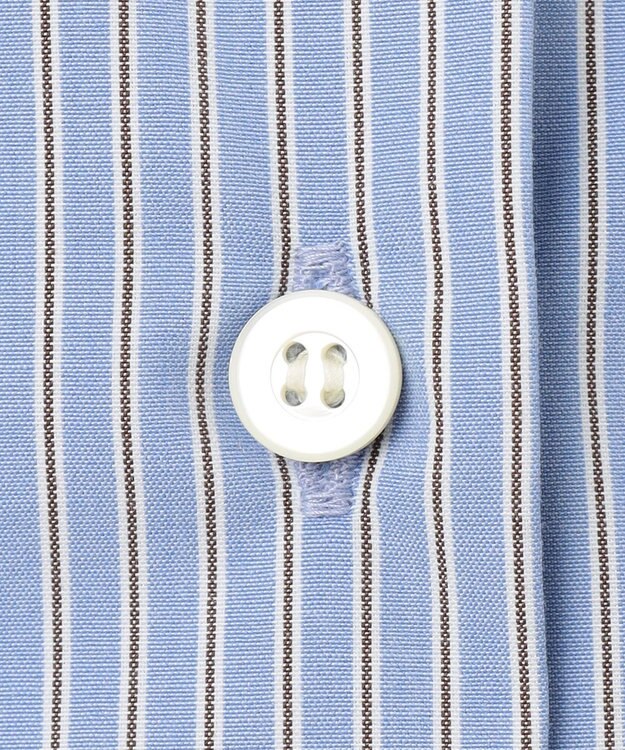 #Newans 【洗濯機可能/シワになりにくい】パネルフリルシャツ ブルーストライプ