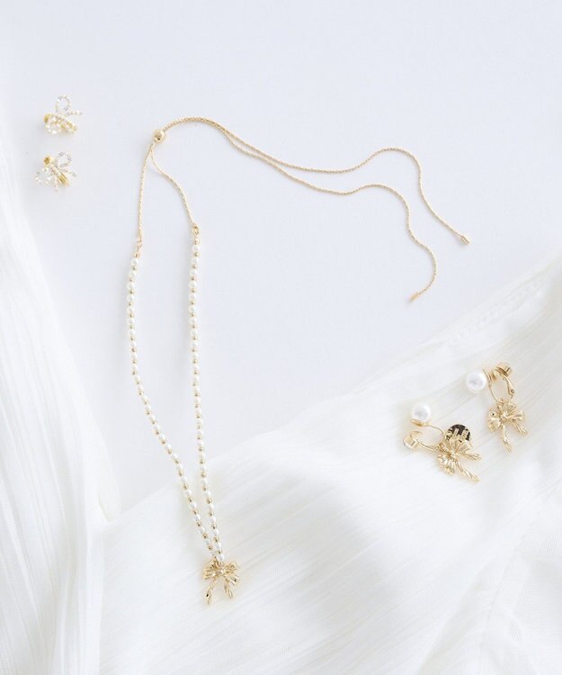 Maison de FLEUR カーリーリボンスライドネックレス Gold
