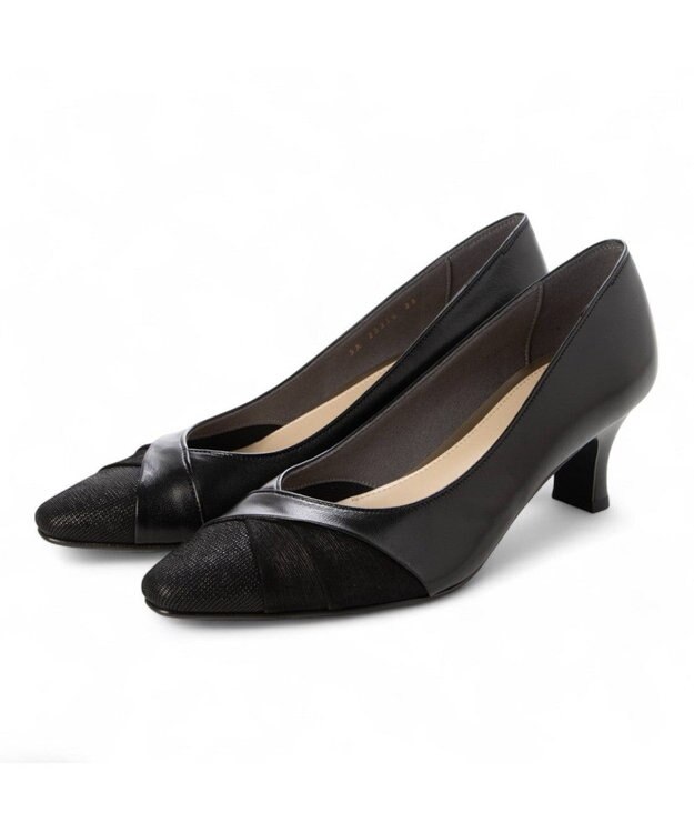 Riz raffinee <Riz raffinee>異素材ポインテッドトゥコンビパンプス ブラックビー