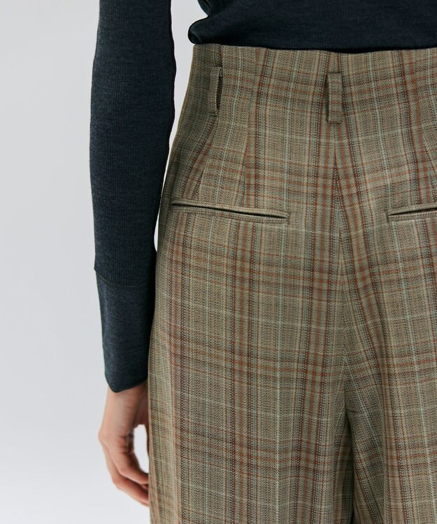 BEIGE， SELMA / チェックウールハイウエストタックパンツ Camel × Nude