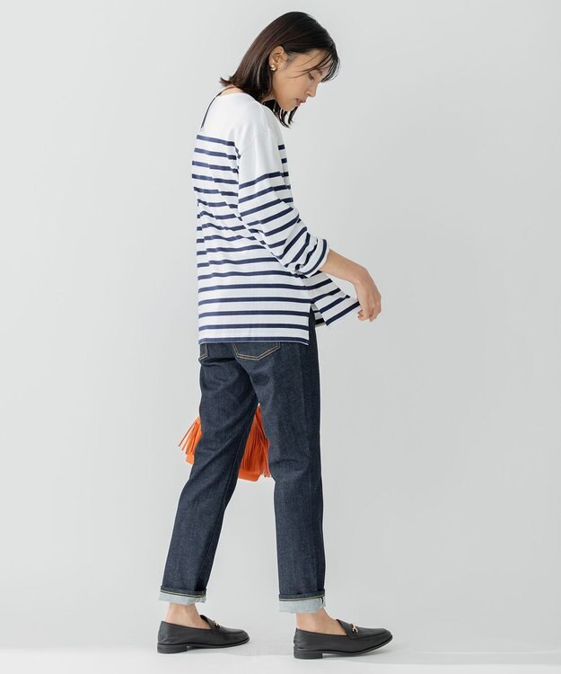 23区 S 【洗える】Armor-lux バスクシャツ カットソー ネイビー×ホワイトボーダー