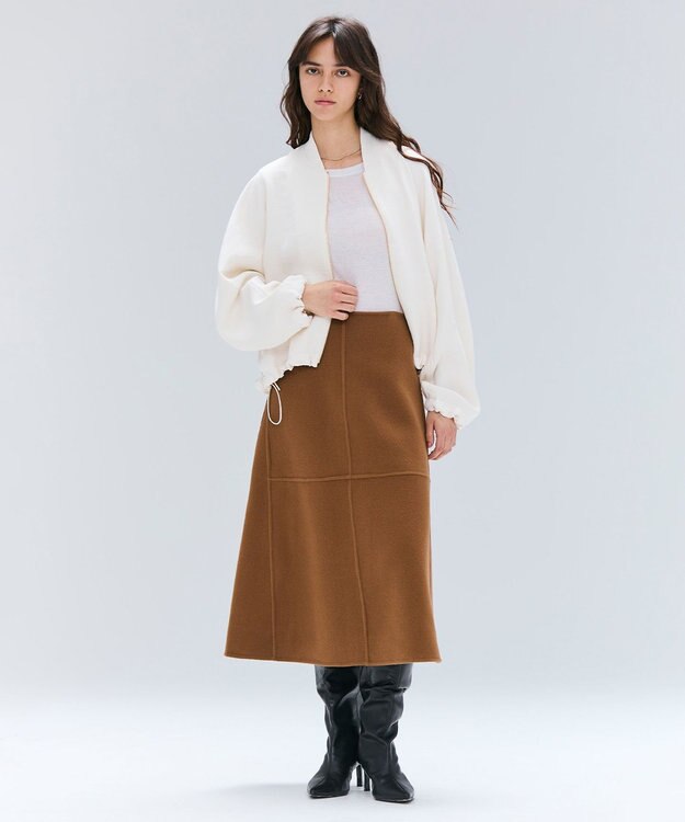 BEIGE， 【洗える】POMONA / ゴールドジップライトブルゾン Ecru