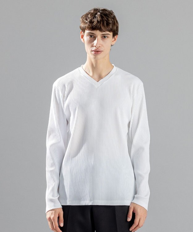 JOSEPH HOMME 【LEON 掲載】テックリブジャージー　Vネックカットソー ホワイト系