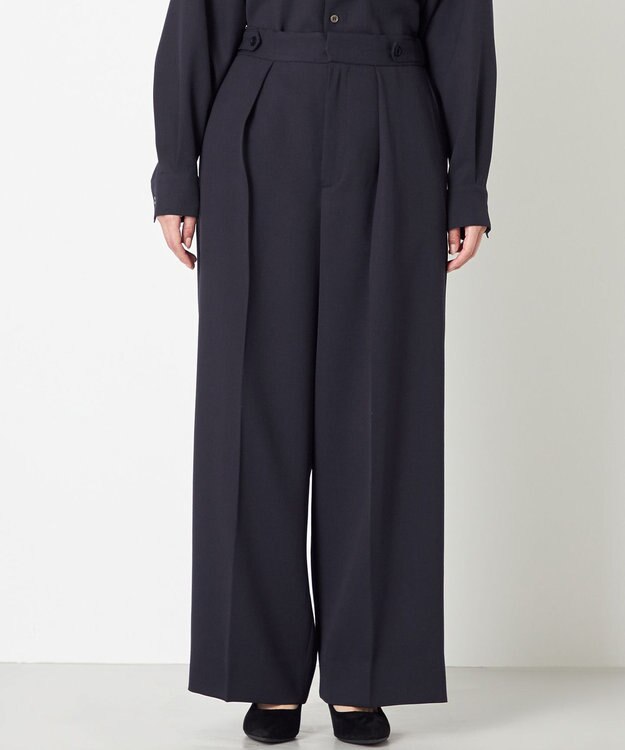 NAVE 【ReNAVE】ウォッシャブルツイル ワイドタックパンツ ネイビー系