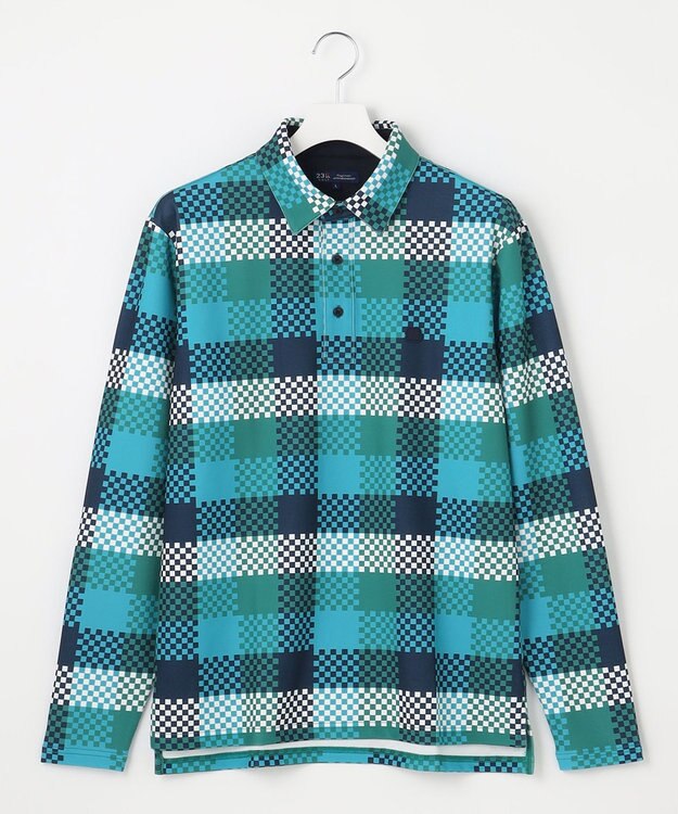 23区GOLF 【MEN】【吸水速乾・UVケア】 チェック柄プリント 長袖シャツ ネイビー系3