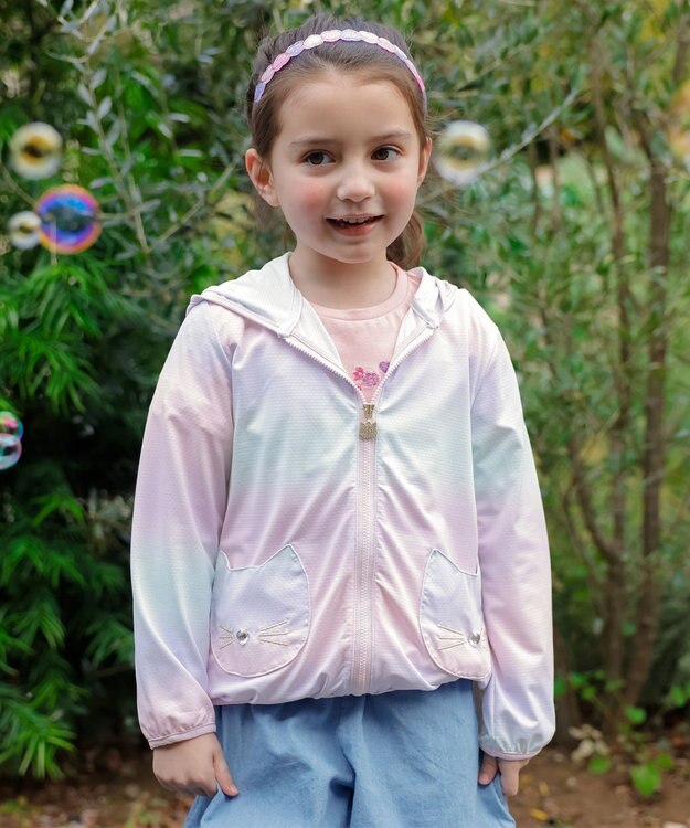 ANY KIDS サラサラ UVカット パーカー レインボー