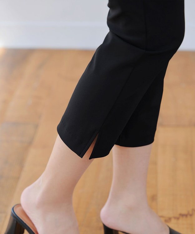 Tiaclasse L 【日本製】ドライモーメント裾スリットパンツ ブラック