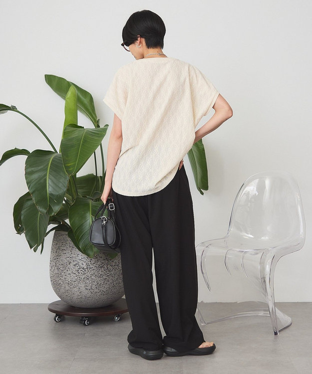 AMERICAN HOLIC フレンチスリーブ総レースプルオーバー Light Beige