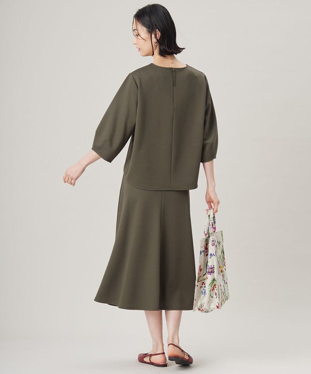 自由区 L 【セットアップ対応・洗える】ブークレダンボールフレア スカート カーキ