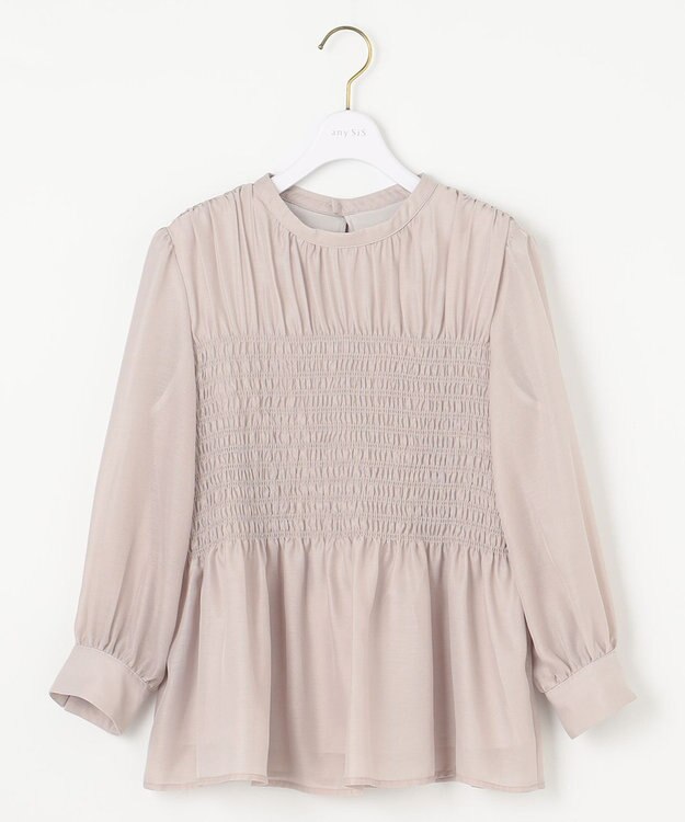 ANY SIS 【洗える】オーガンジーシャーリング ブラウス ライトブレ―