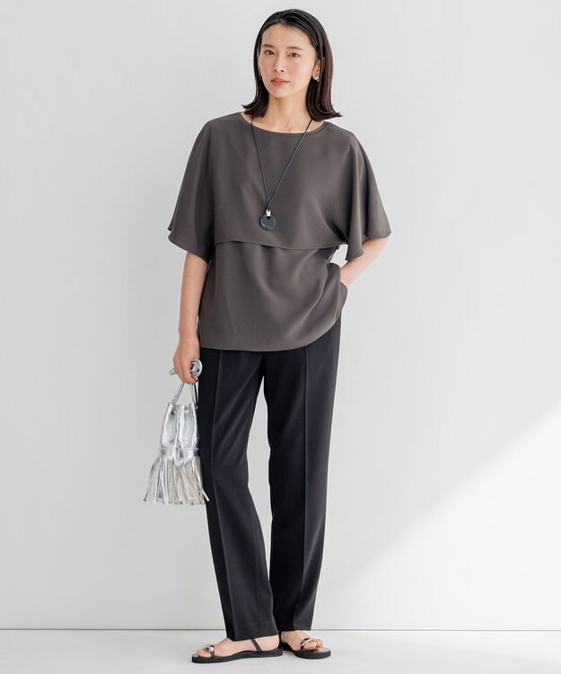 23区 【洗える】2WAYストレッチツイル テーパードパンツ ブラック系