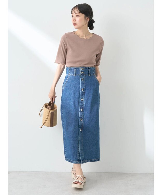 earth music&ecology メロ－リブプルオーバー Mocha