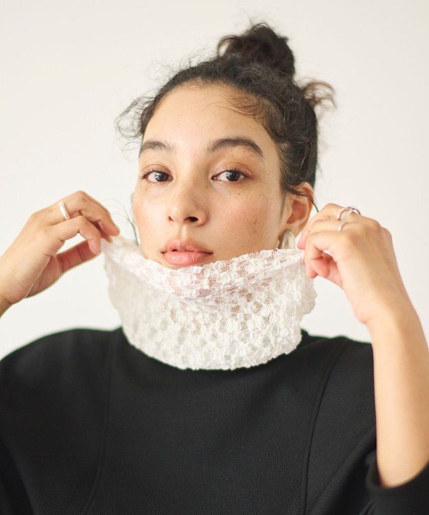 #Newans タートルネックレースブラウス ホワイト