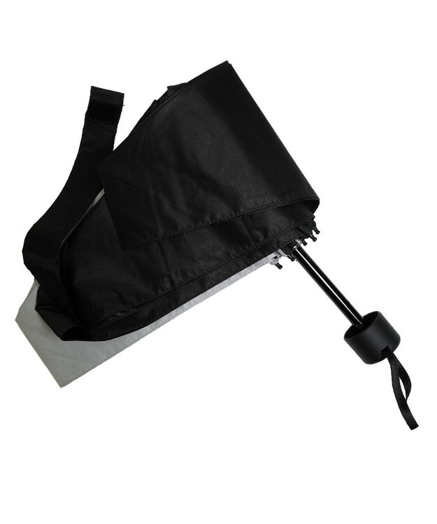+RING UNISEX プラスリング 晴雨兼用 簡単開閉式折傘  BLK×GRY T1338 黒