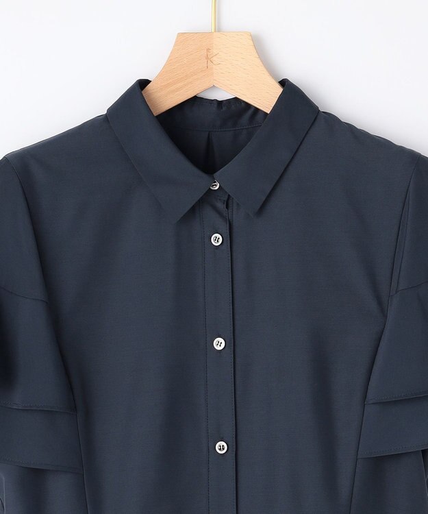 組曲 L 【先行予約】シアーボイル フリル袖ワンピース ネイビー系