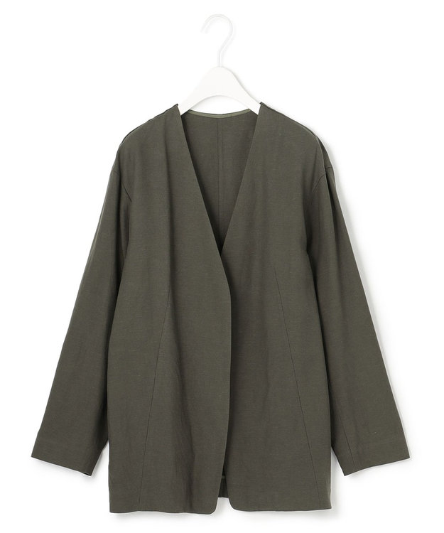 ICB 【洗える】 Unleash ノーカラージャケット ダークカーキ系