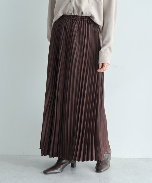 YECCA VECCA サテンプリーツスカート Ivory